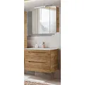 Produktbild: Lomadox Badmöbel Waschplatz Set mit 81 cm Waschtisch & LED-Spiegelschrank, Wotan Eiche Nb., B/H/T ca. 81/200/46 cm