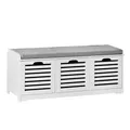 Produktbild: Schuhbank Sitzbank Stauraum Schuhregal 3 Körbe Sitztruhe Flur 105x43x35cm