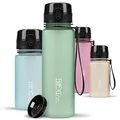 Produktbild: 720°DGREE Trinkflasche Kinder 500ml “uberBottle“ softTouch +Sieb - Auslaufsicher, BPA-Frei - Flasche für Schule, Sport, Fitness - Wasserflasche aus Tritan - Schmal, Leicht, Stoßfest, Wiederverwendbar