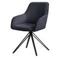 Produktbild: ML-DESIGN Stuhl Esszimmerstuhl aus Textil Webstoff mit Metallbeine, 360° drehbar (1 St), Polsterstuhl mit Rücken-& Armlehne Schwarz Küchenstuhl Wohnzimmerstuhl