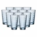 Produktbild: Ritzenhoff & Breker Favo Longdrinkgläser 12er Set, 400 ml, Wassergläser und Trinkgläser mit optischer Wabenstruktur, Glas, Blau