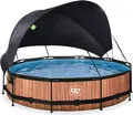 Produktbild: EXIT Wood Pool ø360x76cm mit Filterpump und Sonnensegel - braun