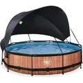 Produktbild: EXIT Wood Rahmenpool ø360, Aufstellpool, mit Filterpumpe & Sonnensegel, Rund, Braun - Braun