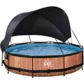 Produktbild: EXIT Wood Pool Braun ø 360 x 76 cm m. Filterpumpe u. Sonnensegel