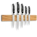 Produktbild: holz4home® Magnetleiste Messer Eichenholz 40x6 cm I Messerleiste magnetisch zum Kleben oder Schrauben I Messerhalter Küche Magnet Küchenhelfer