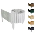 Produktbild: Floranica Rasenkante Höhe 10 cm Weiß 200 cm Lang Gartenzaun Flexibler Holzzaun Gartendeko Gartenpalisade für Beeteinfassung, Mähkante Rollborder, Steckzaun Blumenbeet Umzäunung für Garten