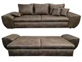 Produktbild: Vintage Big Sofa mit Schlaffunktion und Bettkasten, B275/T98/H90 cm, XXL Trend Couch 275 cm breit, Wellenunterfederung, Liegefläche 148x194 cm, Mikrofaserstoff in Leder-Optik in Braun / 18008