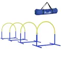 Produktbild: PawHut Hunde-Agility-Trainingsgeräte, Hund Agility Set, 4-teilges Agilityset für ältere Hunde, Hundetrainigsset mit Tragetasche, Blau+Gelb, 88 x 64 x 95 cm