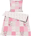 Produktbild: Bettwäsche rosa Baumwolle Patchwork Print 2 teilig 135x200 80x80 cm