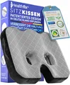 Produktbild: Healthfix® Orthopädisches Sitzkissen für Büro, Auto & Co.- Ergonomisches Sitzen aus Memory Foam mit entlastender Funktion des Steißbeins und der Sitzknochen (Fest (85-135 KG))