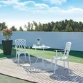 Produktbild: Bistro-Set 'Vena' 3-tlg. Tisch mit 2 Stühlen max. 120 kg Schirmloch Aluminiumguss Weiß - Weiß