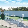 Produktbild: casa.pro Bistro Set Vena Balkonmöbel Set 3-teilig runder Bistrotisch mit 2 Stühlen Outdoor Sitzgruppe aus Aluminiumguss wetterfest Gartenmöbelset Weiß