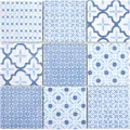 Produktbild: Patchwork Mosaik Fliese Wand Ornament Dekor Vintage Keramik Mosaik blau hell weiss Mosaikfliese Wand Fliesenspiegel - MOS22B-CB04