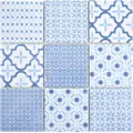 Produktbild: Patchwork Mosaik Fliese Wand Ornament Dekor Vintage Keramik Mosaik Hellblau Blau