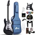Produktbild: Winzz Erwachsene E-Gitarre 4/4 Größe, ST HSS Tonabnehmer, für Anfänger Starter Paket mit 12 Zubehör, Ideal Kinder E-Gitarre Kit 12+ Jahre (39