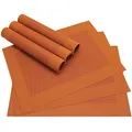 Produktbild: matches21 Edle Tischsets Platzsets BORDA Platzmatten 6er Set orange gewebt aus Kunststoff 46x33 cm Platzdeckchen Esstischunterlagen vom Tischwäsche Spezialist