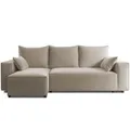 Produktbild: 4ALL HOME Ecksofa mit Schlaffunktion Tobi 246x145 cm - Couch - Sofa mit Bettkasten - Eckcouch - L-Form - Schlaffsofa - Schlafsofa mit Bettkasten - Universal (Velo 622 Beige)