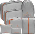 Produktbild: Kofferorganizer 7 Teilig Packtaschen-Set Kleidertaschen Wäschesack Schuhbeutel Kosmetik Wasserferst mit Reisverschluß Grau 23111