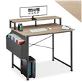 Produktbild: tectake® Computertisch mit Ablage Schreibtisch Zubehör, Bürotisch mit Monitorständer, Gaming Tisch, Laptoptisch für Home Office, 85,5 x 46,5 x 140 cm - Industrial Holz hell, Eiche Sonoma, 120 cm