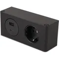 Produktbild: kalb Steckdosenleiste 2 Fach zur Montage 1x 230V 2x USB 140x46x62,5 mm Kabel mit Stecker Schwarz