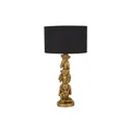 Produktbild: Tischlampe Stoff rund Ø 28 cm 51,5 cm in Gold Schwarz E27 Modern Nachttischlampe