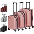 Produktbild: Arebos Koffer 3tlg. Hartschalenkofferset M-L-XL Schloss, 4 Rollen rosa