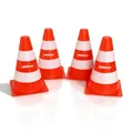 Produktbild: alldoro Pylonen 4er Set, 18 cm hoch, orange-weiß, Verkehrshütchen stapelbar | Verkehrskegel für Kinder ab 3 Jahren, vielseitig einsetzbar für Verkehrserziehung, Sport & Freizeit, Slalom, Baustellen-Spiel