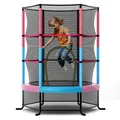 Produktbild: COSTWAY Ø165cm Gartentrampolin mit Sicherheitsnetz, Trampolin bis 135KG belastbar, Indoor-/Outdoortrampolin für Kinder ab 3 Jahre