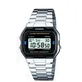 Produktbild: Casio Unisex Quartz Armbanduhr, 35.00mm GehäusegröÃŸe mit LCD digital Zifferblatt und Silber Metallarmband Armband A163WA-1QES