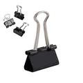 Produktbild: D.RECT Metal Foldbackklammern - Foldback Klammern Verpackung 12 Stück 25mm - Vielzweckklammern, Metall Binder Clips für: Notizen, Briefpapier - Büroklammern Gross, Schwarz