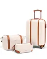 Produktbild: FERGÉ Handgepäck Koffer Set 3 teilig Kabinenkoffer Hartschale 55 x 40 x 22 cm + Reisetasche + Kulturbeutel - Reisekoffer Kabinen-Trolley 4 Rollen, Reisen leicht beige