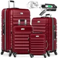 Produktbild: KESSER® 4tlg. Hartschalenkofferset Hartschalenkoffer Reisekoffer Set Reisekofferset Trolley Koffer 4 Rollen ABS-Hartschale Teleskopgriff Inkl. Kofferwaage + Gepäckanhänger Rollkoffer Schloss, S-M-L-XL