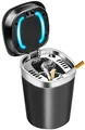 Produktbild: Auto Aschenbecher, Tragbare Edelstahl Aschenbecher Auto mit LED Licht und Deckel für Auto Haus Büro