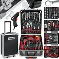 Produktbild: MASKO® Werkzeugkoffer 1400-teiliges Werkzeugset im Aluminium-Koffer mit Rollen | Werkzeugkasten Profi Werkzeug & Zubehör für Werkstatt, KFZ & Ha... - Schwarz