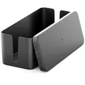 Produktbild: deleyCON Kabelmanagement Box Kabel Organizer Box Kabelkasten 32,7cm x 13,5cm x 12,5cm Robuster Kunststoff 2 Seitliche Kabelführungen Schutz und Sicherheit Schwarz