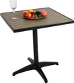 Produktbild: Gartentisch HWC-J95, Balkontisch Bistrotisch, Gastronomie Outdoor-Beschichtung Alu Holzoptik schwarz, grau