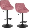 Produktbild: WOLTU Barhocker 2er Set, Barstuhl, Gute gepolsterte Sitzfläche aus Samt, Höhenverstellbar, 360° Drehbar, Rosa