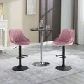 Produktbild: 2er-set Barhocker Tresenhocker, Gute Gepolstert, Samt, Hocker Höhenverstellbar, Drehbar, Rosa - Woltu