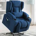 Produktbild: COMHOMA Relaxsessel Aufstehhilfe Massagesessel mit Stoffoberfläche elektrischer Aufstehsessel Fernsehsessel Sessel mit Aufstehhilfe mit Liegefunktion Stoff-blau