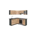 Produktbild: Vicco Eckküche Küchenblock Einbauküche Rick Anthrazit Eiche 190 cm modern Küchen Schränke Spülenunterschrank Eck-Unterschrank Eck-Hängeschrank Arbeitsplatte Küchenmöbel Küchenzeile L-Küche