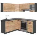 Produktbild: Vicco Rick Eckküche Anthrazit/Goldkraft Eiche 187 x 167 cm AP SchwarzRick ohne E-Geräte