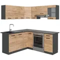 Produktbild: Vicco Eckküche, Honigeiche, Anthrazit, Holzwerkstoff, L-Form,Formgebogen, 190x81.6x46 cm, Küchen, Eckküchen, Eckküchen ohne Geräte