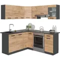 Produktbild: Eckküche Vicco Rick Goldkraft Eiche/Anthrazit 190 x 46 cm , AP Anthrazit, Model 38759 - Braun/Dunkelgrau