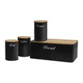 Produktbild: Brotkasten Vorratsdosen 4er-Set Schwarz Metall Kaffeedose Teedose Zuckerdose neu