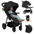 Produktbild: Lionelo Buggy MIRA bis zu 22 kg, Schwenkbare 360° Räder, UPF50+ Filter, Wasserdichtes XXL-Verdeck Schwarz