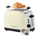 Produktbild: Russell Hobbs Toaster [für 2 Scheiben] Colours Plus Edelstahl Creme (extra breite Toastschlitze, inkl. Brötchenaufsatz, 6 Bräunungsstufen + Auftaufunktion, Lift & Look-Funktion, 1600W) 26551-56