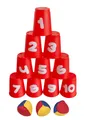 Produktbild: Idena 40416 - Ballwurfspiel mit 10 Bechern und 3 Bällen, ab 3 Jahren, für Geburt