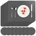 Produktbild: APLKER Platzsets Abwaschbar 8er Set, Platzset Lederoptik Kunstleder Wasserdicht PVC Tischsets und Untersetzer, Platzdeckchen Leder für Hause Küche Restaurant, 16 x 12 Zoll