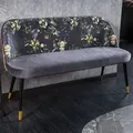 Produktbild: riess-ambiente Bank PRÊT-À-PORTER grau Samt florales Muster und goldene Fußkappen Dekobank Polsterbank Bank - Grau