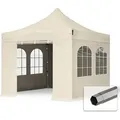 Produktbild: 3x3 M Faltpavillon, Premium Stahl 40mm, Seitenteile Mit Sprossenfenstern, Creme
